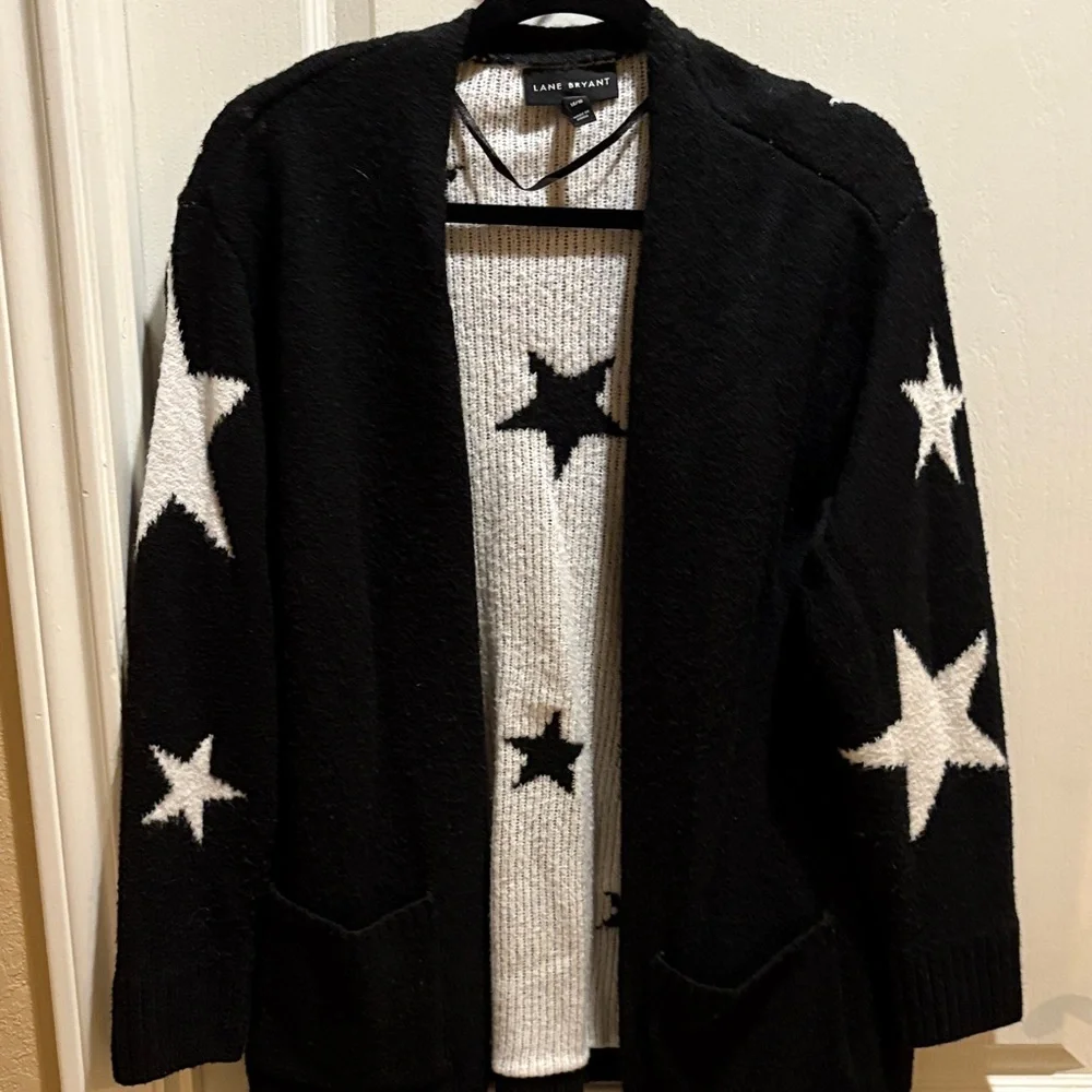 Lane Bryant Black and White Knit Cardigan - Picture 3 of 8